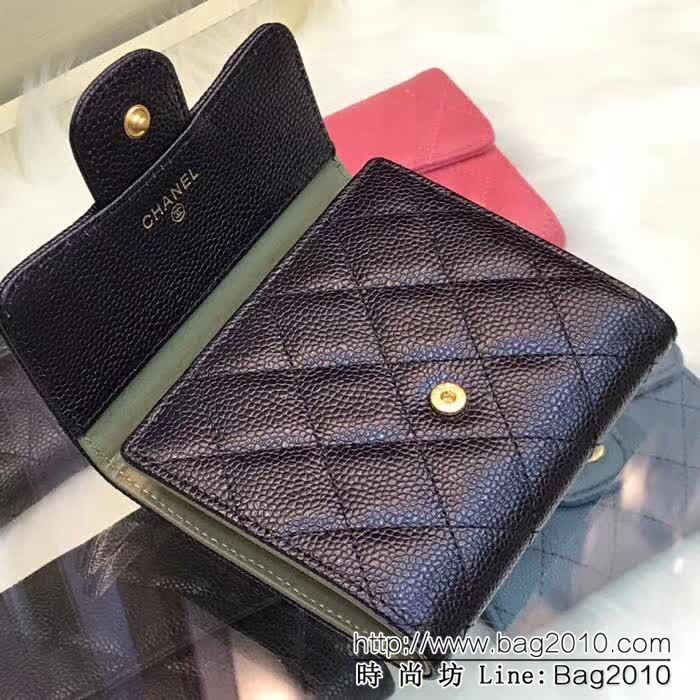 CHANEL香奈兒 18年春夏新款 CF短三折錢包 荔枝紋頭層牛皮 82288  DJC3138